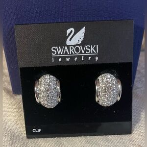 Swarovski Silver Crystal Pavé Clip-On Earrings
